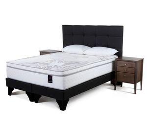 Cama europea 2 plazas Art 4 base dividida patas + set Issey grafito + almohadas Rosen