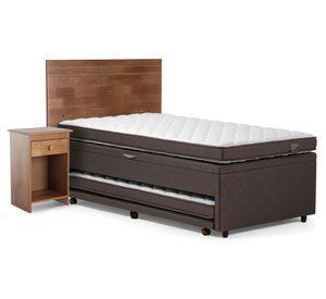Cama Boxet 1.5 plazas Ergo T + set Tabor caramelo Rosen