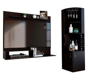 Bar esquinero Syrah + panel TV 55'' Beijing wengue TuHome