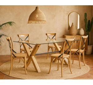 Comedor 6 sillas Rustic 76x180x90 cm