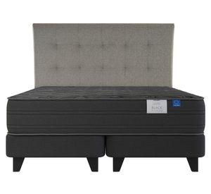 Cama europea Black king base dividida + respaldo Design gris