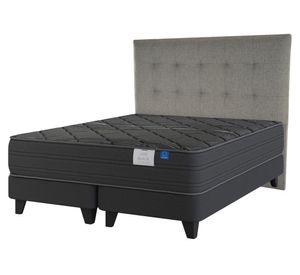 Cama europea Black 2 plazas base dividida + respaldo Design gris