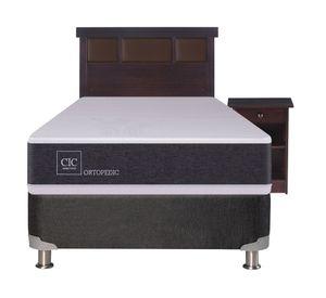 Box spring New Ortopedic 1 plaza + 1 respaldo + 1 velador Dublin Choc Cic