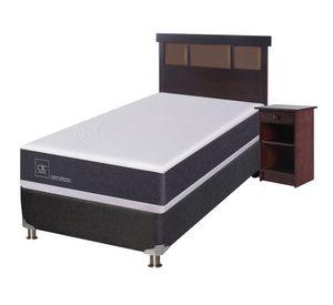 Box spring New Ortopedic 1 plaza + 1 respaldo + 1 velador Dublin Choc Cic