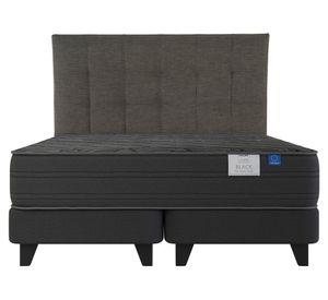 Cama europea Black 2 plazas base dividida + respaldo Design gafito