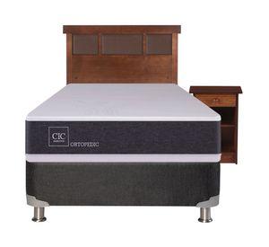 Box spring New Ortopedic 1 plaza +&nbsp;velador + respaldo Dublin Caramel Cic