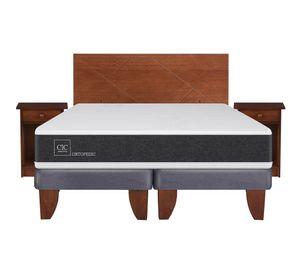 Cama europea 2 plazas Ortopedic base dividida + set New Villarrica Cic