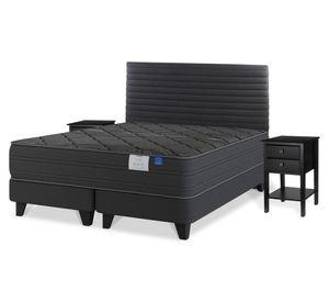 Cama europea Black king base dividida + respaldo Modern grafito + velador Rover