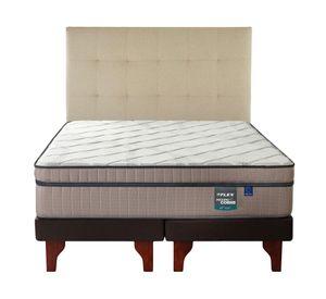 Cama europea Máximo Cobre 2 plazas box base dividida + respaldo Desing crudo