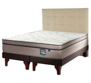 Cama europea Máximo Cobre 2 plazas box base dividida + respaldo Desing crudo