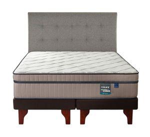 Cama europea Máximo Cobre 2 plazas box base dividida + respaldo Desing gris