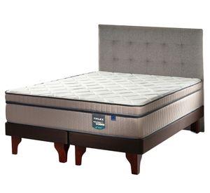 Cama europea Máximo Cobre 2 plazas box base dividida + respaldo Desing gris