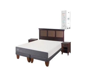 Cama europea 2 plazas Smart base dividida + set New Torino chocolate Cic