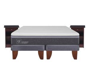 Cama europea 2 plazas Ortopedic advance base dividida + veladores New Dublin chocolate Cic