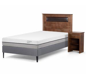 Cama Europea 1 plaza Pratta patas + respaldo + velador Ferrara Rosen
