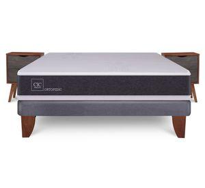 Cama europea 2 plazas Ortopedic + veladores Níger Cic