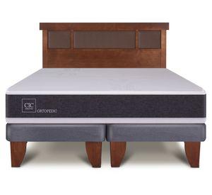 Cama europea 2 plazas Ortopedic + respaldo Dublin caramel Cic