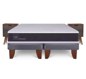 Cama europea King Ortopedic + veladores Níger Cic