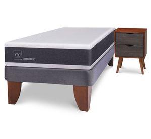 Cama europea 1.5 plazas Ortopedic + velador Níger Cic