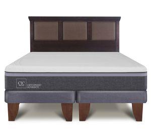 Cama europea king Ortopedic Advance + respaldo New Torino chocolate Cic