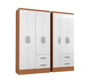 Clóset 4 puertas&nbsp;2 cajones 183x94x47 cm + Clóset 3 puertas 2 cajones 183x75x46 cm