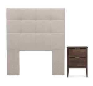Respaldo 1.5 plazas + velador Issey niebla