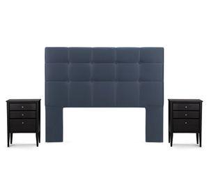 Respaldo 2 plazas + velador Issey azul