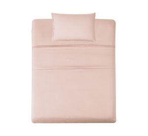 Juego de sábanas 1.5 plazas microfibra Bordada rosa