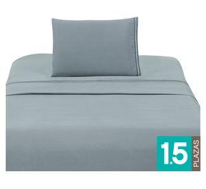 Juego de sábanas 1.5 plazas microfibra Bordada gris