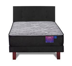 Cama europea Therapedic Plus  1.5 plazas + respaldo Royal negro