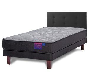 Cama europea Therapedic Plus  1.5 plazas + respaldo Royal negro