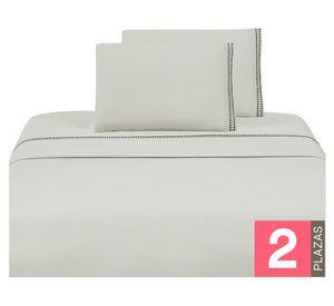 Juego de sábanas 2 plazas microfibra Bordada beige
