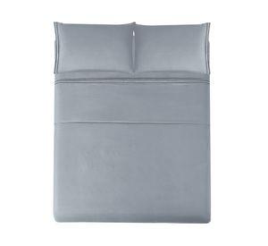 Juego de sábanas 2 plazas microfibra Bordada gris