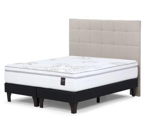 Cama europea King base dividida Art 4 + Respaldo Issey Niebla