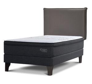 Cama europea Tempo 1.5 plazas + respaldo Maurice chocolate