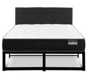 Cama metálica 2 plazas Belsogno Plus + respaldo Black