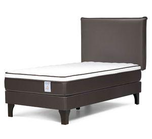 Cama europea Nstyle 4 Plus 1 plaza + respaldo Maurice chocolate
