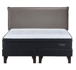 Cama europea Tempo king base dividida + respaldo Maurice gris