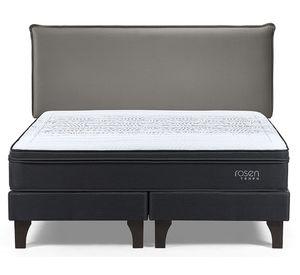 Cama europea Tempo 2 plazas base dividida + respaldo Maurice gris