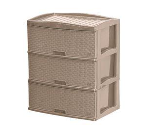 Cajonera Kusi taupe ratán 3 cajones