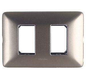Placa 2 módulos + soporte titanio Bticino