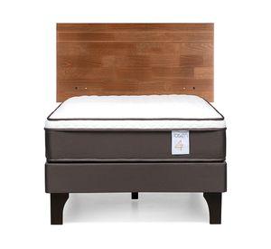 Cama europea New Style 4 Plus 1.5 plazas + respaldo Tabor café