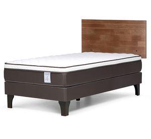 Cama europea New Style 4 Plus 1.5 plazas + respaldo Tabor café