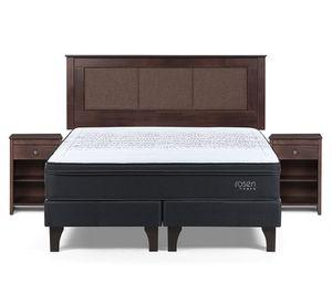 Cama europea Tempo 2 plazas base dividida + set Rachel café