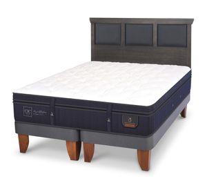 Cama europea King Súper Premium +  Respaldo Torino azul/gris