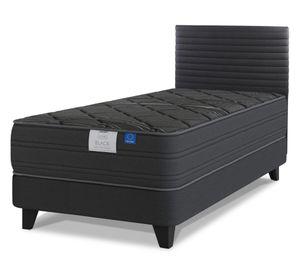 Cama europea Black 1.5 plazas + respaldo Modern