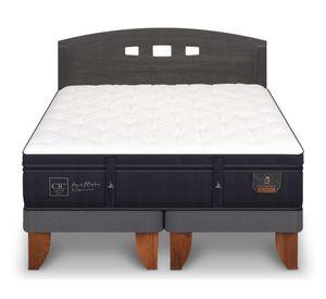 Cama europea 2 plazas Base Dividida Súper Premium + Respaldo Gales azul/gris
