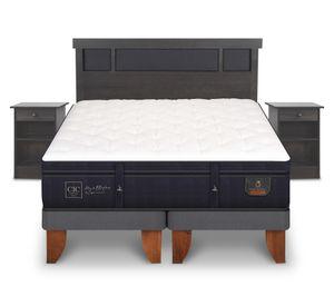 Cama europea King Súper Premium +  Set Dublin azul/gris