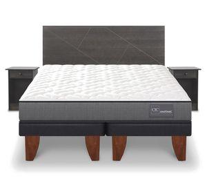 Cama europea 2 plazas Base Dividida Anatomic + Set Villarrica gris