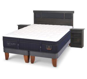 Cama europea King Súper Premium +  Set Dublin azul/gris